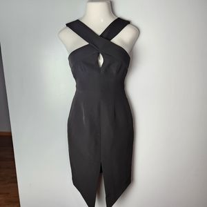 Keepsake Black Cross Front Mini Dress XS